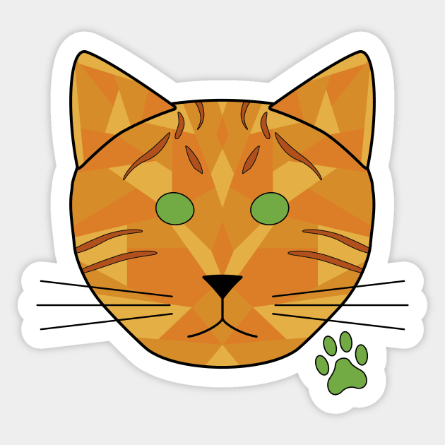 Geometric Ginger Cat Sticker by Kali Farnsworth